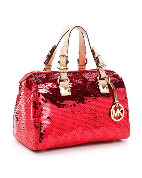 michael kors red sequin satchel|Michael Kors purses red.